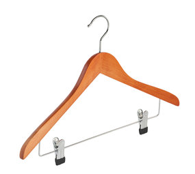 Blouse / shirthanger (geknikt) beukenhout kersen gebeitst met anti-slip knijpers Blouse / shirthanger (geknikt) beukenhout kersen gebeitst met anti-slip knijpers