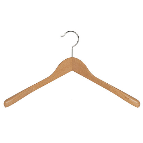 Mantel / kostuumhanger beukenhout naturel gelakt met schouderverbreding, 42 cm