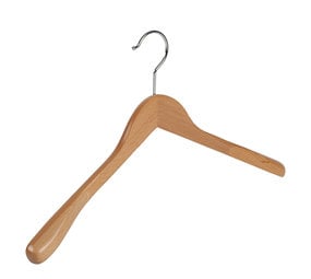 Mantel / kostuumhanger beukenhout naturel gelakt met schouderverbreding, 42 cm