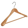 Coat / costume hanger beech wood natural lacquered with broad shoulders and non-slip trouser bar, 44 cm Coat / costume hanger beech wood natural lacquered with broad shoulders and non-slip trouser bar, 44 cm