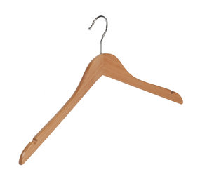 Blouse / shirthanger (geknikt) beukenhout naturel gelakt met rokinkepingen