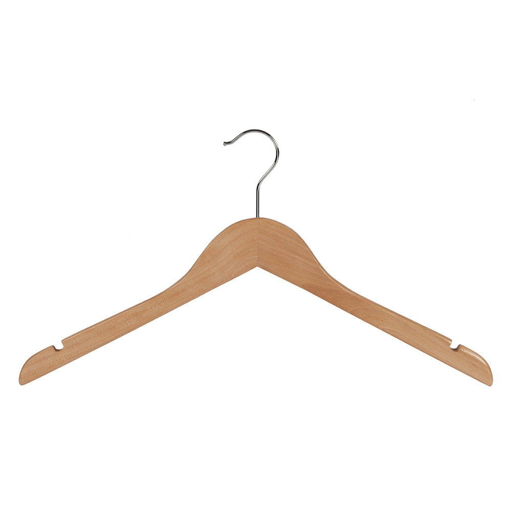 Blouse / shirthanger (vlak) lotushout naturel gelakt met rokinkepingen Blouse / shirthanger (vlak) lotushout naturel gelakt met rokinkepingen