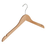 Blouse / shirthanger lotushout naturel gelakt met rokinkepingen, 44 cm
