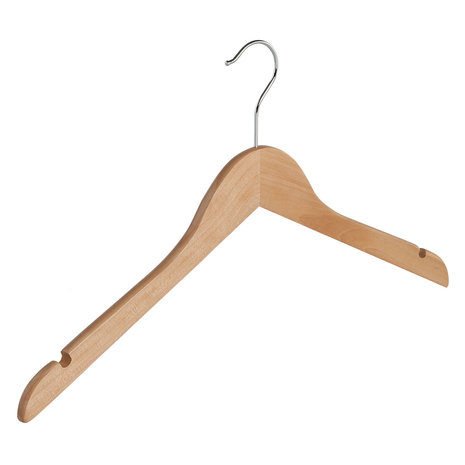 DE KLEDINGHANGER GIGANT Blouse / shirthanger lotushout naturel gelakt met rokinkepingen, 44 cm DE KLEDINGHANGER GIGANT Blouse / shirthanger lotushout naturel gelakt met rokinkepingen, 44 cm