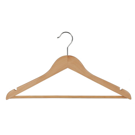 DE KLEDINGHANGER GIGANT Blouse / shirthanger lotushout naturel gelakt met rokinkepingen en anti-slip broeklat, 44 cm
