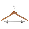 DE KLEDINGHANGER GIGANT Blouse / shirthanger lotushout naturel gelakt met rokinkepingen en knijperlat, 44 cm