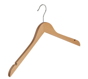 Blouse / shirthanger (geknikt) lotushout naturel gelakt met rokinkepingen Blouse / shirthanger (geknikt) lotushout naturel gelakt met rokinkepingen
