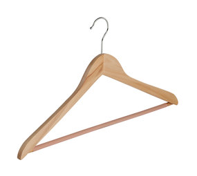 Blouse / shirthanger (geknikt) lotushout naturel gelakt met anti-slip broeklat Blouse / shirthanger (geknikt) lotushout naturel gelakt met anti-slip broeklat