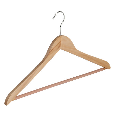 Blouse / shirthanger (geknikt) lotushout naturel gelakt met anti-slip broeklat Blouse / shirthanger (geknikt) lotushout naturel gelakt met anti-slip broeklat