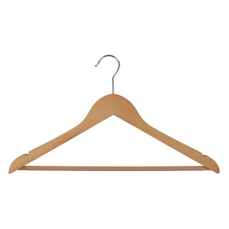 DE KLEDINGHANGER GIGANT Blouse / shirthanger (geknikt) lotushout naturel gelakt met rokinkepingen en anti-slip broeklat DE KLEDINGHANGER GIGANT Blouse / shirthanger (geknikt) lotushout naturel gelakt met rokinkepingen en anti-slip broeklat