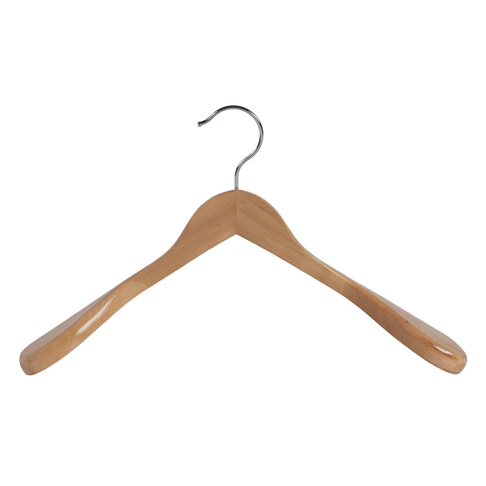 De Kledinghanger Gigant Mantel / kostuumhanger lotushout naturel gelakt met schouderverbreding, 44 cm