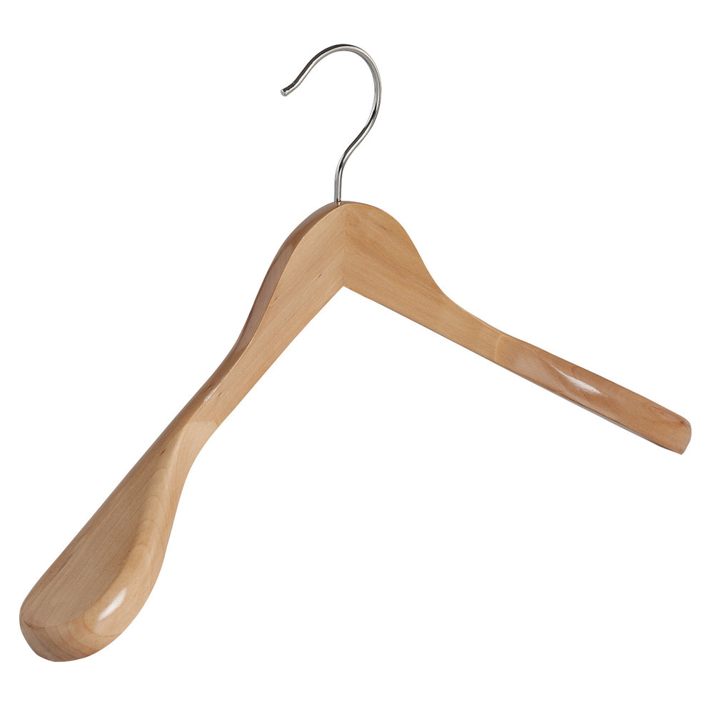 DE KLEDINGHANGER GIGANT Mantel / kostuumhanger (geknikt) lotushout naturel gelakt met schouderverbreding DE KLEDINGHANGER GIGANT Mantel / kostuumhanger (geknikt) lotushout naturel gelakt met schouderverbreding