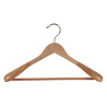 Mantel / kostuumhanger lotushout naturel gelakt met schouderverbreding en anti-slip broeklat, 44 cm