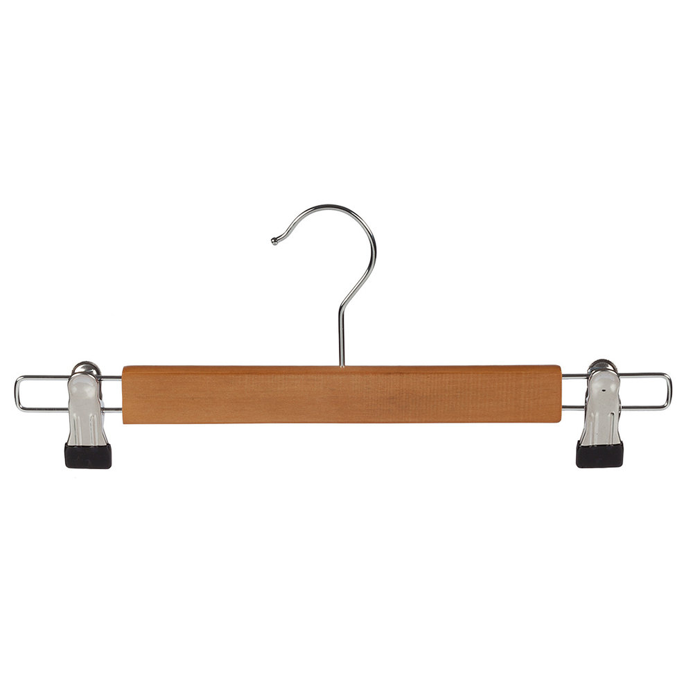 Rok / broekhanger lotushout naturel gelakt met knijpers, 34 cm