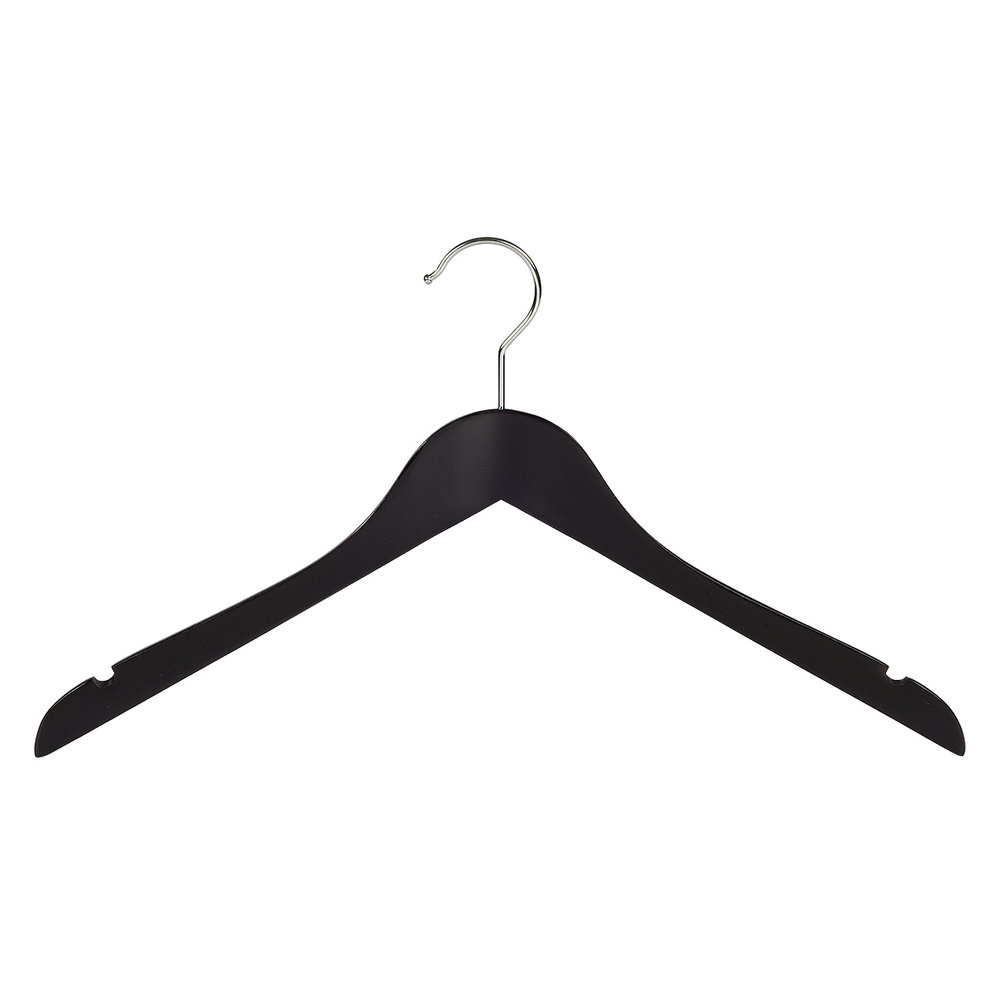 DE KLEDINGHANGER GIGANT Blouse / shirthanger (geknikt) lotushout zwart gelakt met rokinkepingen DE KLEDINGHANGER GIGANT Blouse / shirthanger (geknikt) lotushout zwart gelakt met rokinkepingen