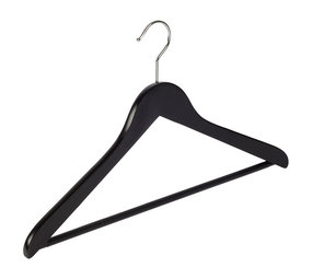 Blouse / shirthanger (geknikt) lotushout zwart gelakt met anti-slip broeklat Blouse / shirthanger (geknikt) lotushout zwart gelakt met anti-slip broeklat