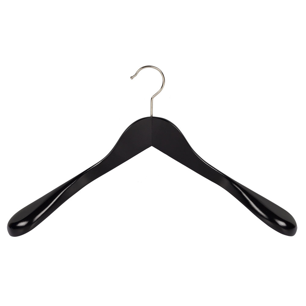 Mantel / kostuumhanger lotushout zwart gelakt met schouderverbreding, 44 cm Mantel / kostuumhanger lotushout zwart gelakt met schouderverbreding, 44 cm