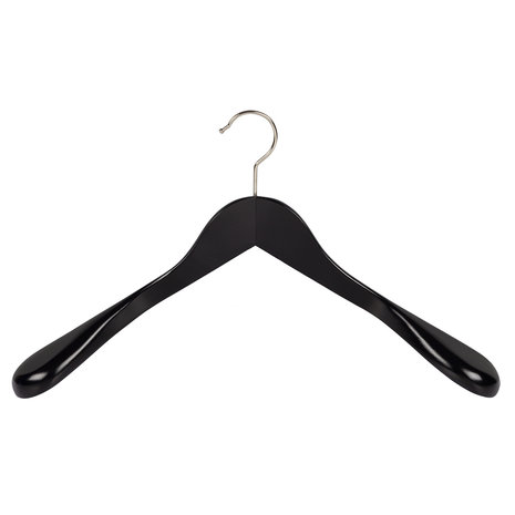Mantel / kostuumhanger lotushout zwart gelakt met schouderverbreding, 44 cm Mantel / kostuumhanger lotushout zwart gelakt met schouderverbreding, 44 cm