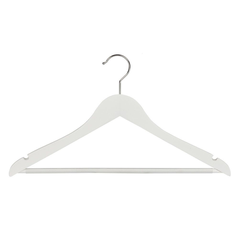 DE KLEDINGHANGER GIGANT Blouse / shirthanger lotushout wit gelakt met rokinkepingen en anti-slip broeklat, 44 cm DE KLEDINGHANGER GIGANT Blouse / shirthanger lotushout wit gelakt met rokinkepingen en anti-slip broeklat, 44 cm