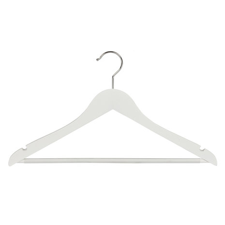 DE KLEDINGHANGER GIGANT Blouse / shirthanger lotushout wit gelakt met rokinkepingen en anti-slip broeklat, 44 cm DE KLEDINGHANGER GIGANT Blouse / shirthanger lotushout wit gelakt met rokinkepingen en anti-slip broeklat, 44 cm