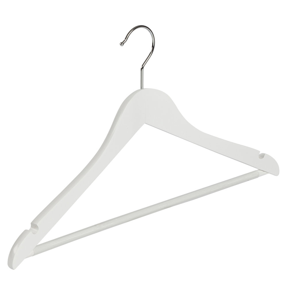 DE KLEDINGHANGER GIGANT Blouse / shirthanger lotushout wit gelakt met rokinkepingen en anti-slip broeklat, 44 cm DE KLEDINGHANGER GIGANT Blouse / shirthanger lotushout wit gelakt met rokinkepingen en anti-slip broeklat, 44 cm