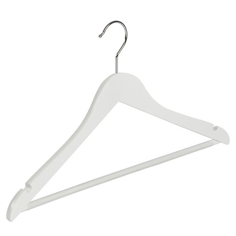 DE KLEDINGHANGER GIGANT Blouse / shirthanger lotushout wit gelakt met rokinkepingen en anti-slip broeklat, 44 cm DE KLEDINGHANGER GIGANT Blouse / shirthanger lotushout wit gelakt met rokinkepingen en anti-slip broeklat, 44 cm