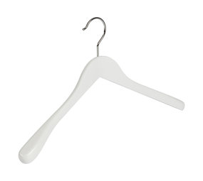 Mantel / kostuumhanger (geknikt) lotushout wit gelakt met schouderverbreding Mantel / kostuumhanger (geknikt) lotushout wit gelakt met schouderverbreding