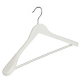 De Kledinghanger Gigant Mantel / kostuumhanger lotushout wit gelakt met schouderverbreding en anti-slip broeklat, 44 cm