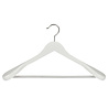 Mantel / kostuumhanger lotushout wit gelakt met schouderverbreding en anti-slip broeklat, 44 cm