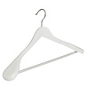 De Kledinghanger Gigant Mantel / kostuumhanger lotushout wit gelakt met schouderverbreding en anti-slip broeklat, 44 cm