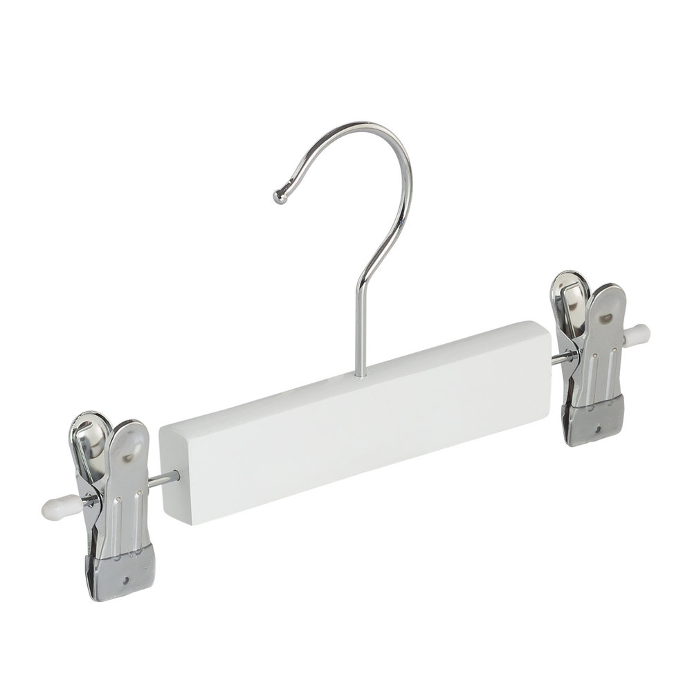 DE KLEDINGHANGER GIGANT Rok / broekhanger lotushout wit gelakt met anti-slip knijpers