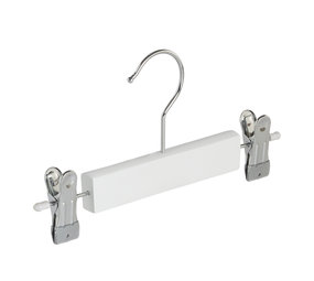 Rok / broekhanger lotushout wit gelakt met anti-slip knijpers Rok / broekhanger lotushout wit gelakt met anti-slip knijpers
