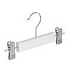 Rok / broekhanger lotushout wit gelakt met knijpers, 25 cm