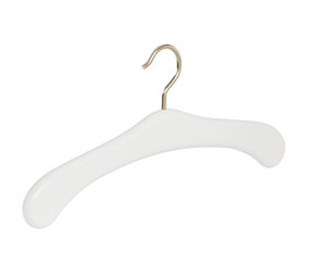 Garderobehanger beukenhout wit gelakt met messinghaak Garderobehanger beukenhout wit gelakt met messinghaak