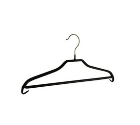 Blouse / shirthanger (vlak) metaal met broeklat en zwarte anti-slip coating Blouse / shirthanger (vlak) metaal met broeklat en zwarte anti-slip coating