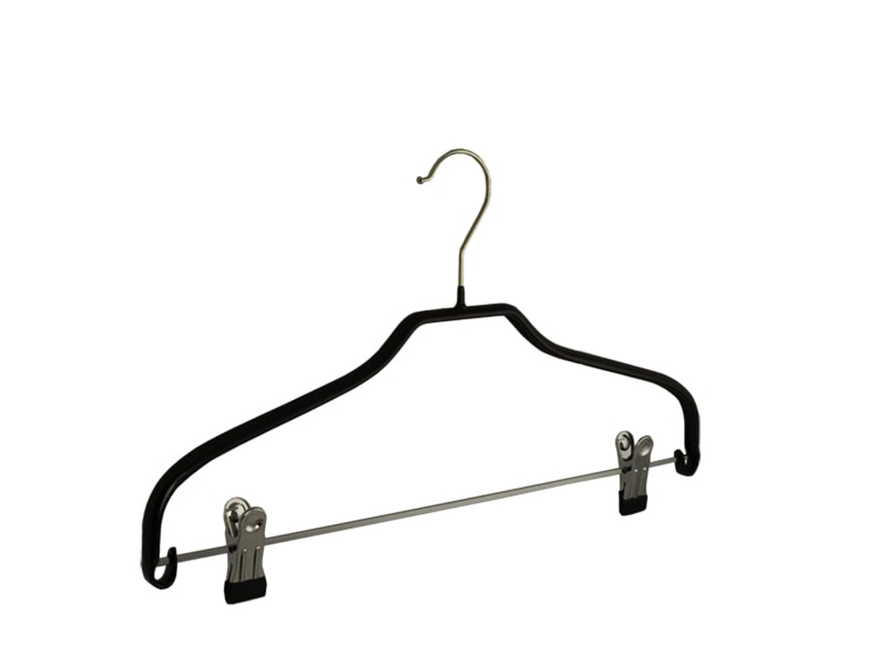 Blouse / shirthanger (vlak) metaal met anti-slip knijpers en zwarte anti-slip coating Blouse / shirthanger (vlak) metaal met anti-slip knijpers en zwarte anti-slip coating