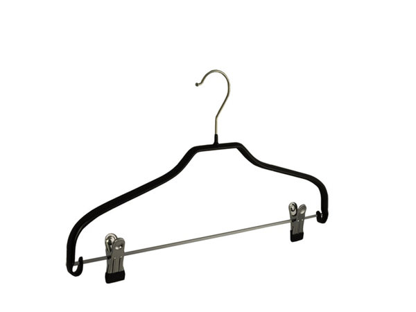 Blouse / shirthanger (vlak) metaal met anti-slip knijpers en zwarte anti-slip coating Blouse / shirthanger (vlak) metaal met anti-slip knijpers en zwarte anti-slip coating