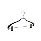 Mantel / kostuumhanger (gebogen) metaal met anti-slip knijpers, schouderverbreding en zwarte anti-slip coating