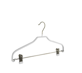 Blouse / shirthanger (vlak) metaal met anti-slip knijpers en witte anti-slip coating Blouse / shirthanger (vlak) metaal met anti-slip knijpers en witte anti-slip coating