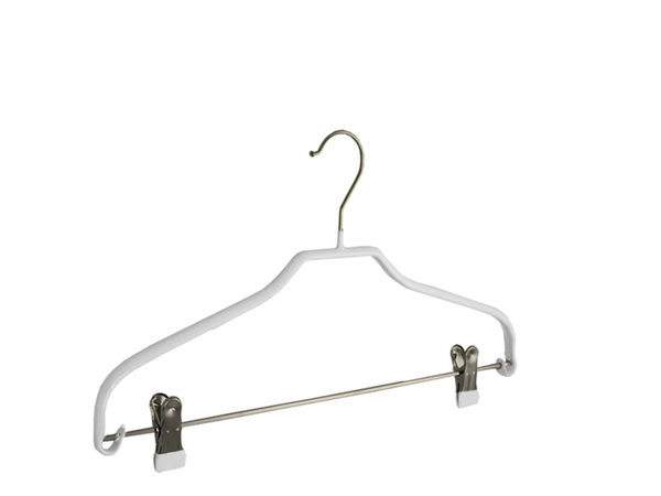 DE KLEDINGHANGER GIGANT Blouse / shirthanger (vlak) metaal met anti-slip knijpers en witte anti-slip coating