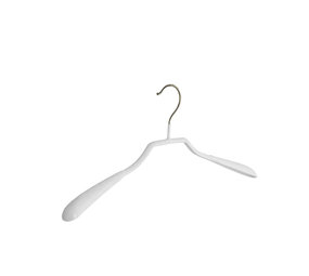 Mantel / kostuumhanger (gebogen) metaal met schouderverbreding en witte anti-slip coating Mantel / kostuumhanger (gebogen) metaal met schouderverbreding en witte anti-slip coating