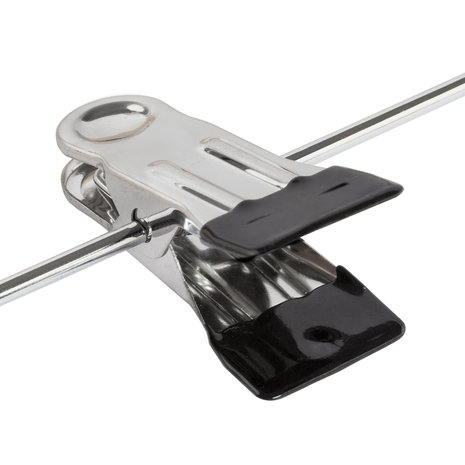 Handschoenknijper metaal verchroomd met zwarte anti-slip coating