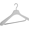 Mantel / kostuumhanger kunststof frosted met schouderverbreding en anti-slip broeklat, 45 cm Mantel / kostuumhanger kunststof frosted met schouderverbreding en anti-slip broeklat, 45 cm