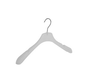 Mantel / kostuumhanger (gebogen) kunststof frosted met schouderverbreding en rokinkepingen Mantel / kostuumhanger (gebogen) kunststof frosted met schouderverbreding en rokinkepingen