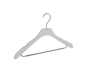 Blouse / shirthanger (gebogen) kunststof frosted met rokinkepingen en anti-slip broeklat Blouse / shirthanger (gebogen) kunststof frosted met rokinkepingen en anti-slip broeklat
