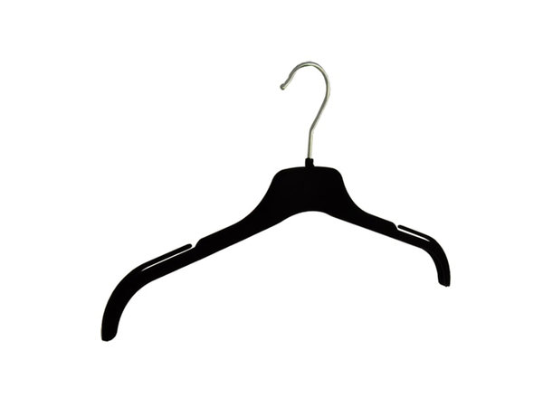 SER-VIZ Blouse / shirthanger (vlak) kunststof velours zwart met rokinkepingen SER-VIZ Blouse / shirthanger (vlak) kunststof velours zwart met rokinkepingen