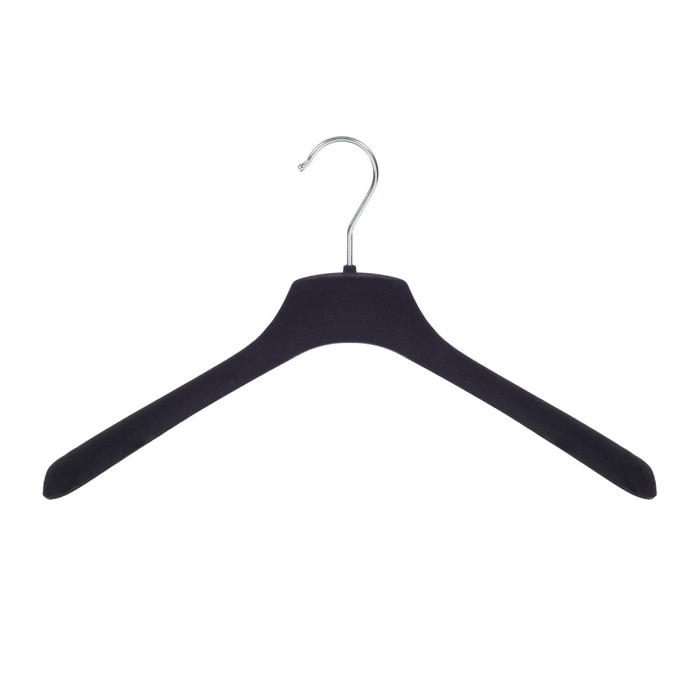 SER-VIZ Mantel / kostuumhanger (gebogen) kunststof velours zwart met schouderverbreding SER-VIZ Mantel / kostuumhanger (gebogen) kunststof velours zwart met schouderverbreding