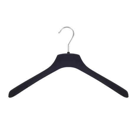 SER-VIZ Mantel / kostuumhanger (gebogen) kunststof velours zwart met schouderverbreding SER-VIZ Mantel / kostuumhanger (gebogen) kunststof velours zwart met schouderverbreding
