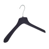 Mantel / kostuumhanger (gebogen) kunststof velours zwart met schouderverbreding