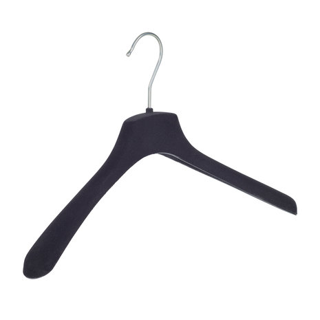 SER-VIZ Mantel / kostuumhanger (gebogen) kunststof velours zwart met schouderverbreding SER-VIZ Mantel / kostuumhanger (gebogen) kunststof velours zwart met schouderverbreding